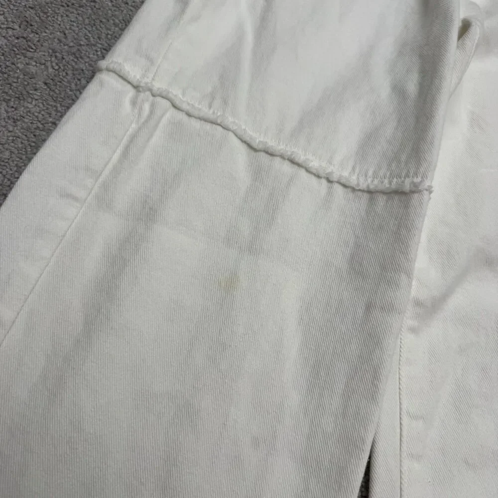 Princess Polly Wide Leg Raw Hem Baggy Denim Jeans Women 8 White High Rise Casual